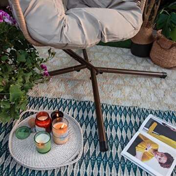 Barton Hanging Hammock Egg Chair Lounge Chair Soft Deep Cushion with Hammock Stand (Beige)