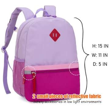HawLander Preschool Backpack for Toddler Girls, Kids School Bag, Ages 3 to 7 years old, Small, Purpl...