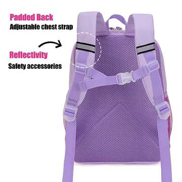 HawLander Preschool Backpack for Toddler Girls, Kids School Bag, Ages 3 to 7 years old, Small, Purple