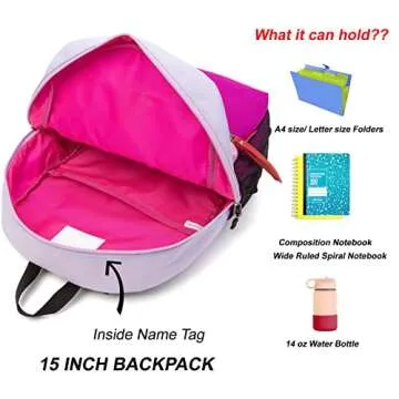 HawLander Preschool Backpack for Toddler Girls, Kids School Bag, Ages 3 to 7 years old, Small, Purple