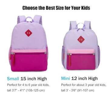 HawLander Preschool Backpack for Toddler Girls, Kids School Bag, Ages 3 to 7 years old, Small, Purple