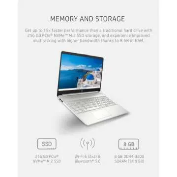 HP 15 Laptop, AMD Ryzen 3-5300U Processor, 8 GB RAM, 256 GB SSD Storage, 15.6-inch HD Micro-Edge Display, Windows 11 Home, Long-Lasting Battery, Fast Charge, 720p Webcam (15-ef2024nr), Natural silver