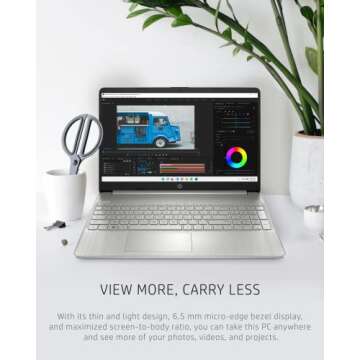 HP 15 Laptop, AMD Ryzen 3-5300U Processor, 8 GB RAM, 256 GB SSD Storage, 15.6-inch HD Micro-Edge Display, Windows 11 Home, Long-Lasting Battery, Fast Charge, 720p Webcam (15-ef2024nr), Natural silver
