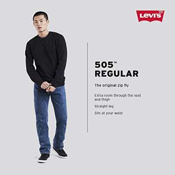 Levi's Men's 505 Regular Fit Jeans (Also Available in Big & Tall), Shooting Star Stonewash-Stretch, 32W x 32L