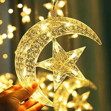 BEEBLOCK Moon Star String Lights for Eid and Home Decor