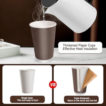 FIRSTLOVE Insulated 16 oz Disposable Paper Cups - 100 Pack