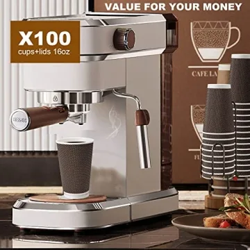 FIRSTLOVE Insulated 16 oz Disposable Paper Cups - 100 Pack