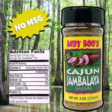 Andy Roo's Salt-Free Cajun Jambalaya Creole Seasoning, 4 Ounce Shaker