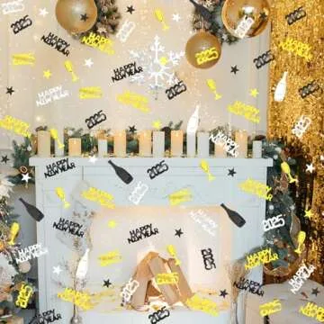 MARFOREVER 2025 New Years Confetti, New Year Eve Party Confetti Black Gold Silver Party Supplies New Year Decorations 2025 Nye Table Confetti for Happy New Year Party Decorations New Years Events