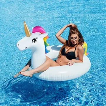 ASOBIAITE Inflatable Flamingo Unicorn Pool Float Duo