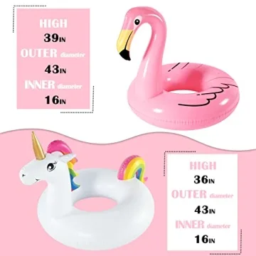 ASOBIAITE Inflatable Flamingo Unicorn Pool Float Duo