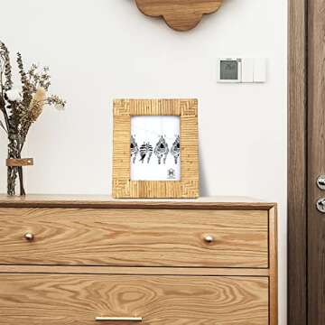 HUAXIN CRAFT H Rattan Picture Frame - Coastal Handmade Decor 5x7