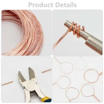 BENECREAT 12 Rolls 196 Feet Dead Soft Copper Wire, 18/20/22/24/26/28 Gauge Solid Bare Copper Wire Round Craft Copper Wire for Jewelry Making, Gem Wrapping