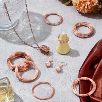 BENECREAT 12 Rolls 196 Feet Dead Soft Copper Wire, 18/20/22/24/26/28 Gauge Solid Bare Copper Wire Round Craft Copper Wire for Jewelry Making, Gem Wrapping
