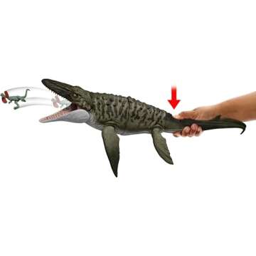 Mattel Jurassic World Rebirth Bite N Blast Mosasaurus Action Figure & Mini Dilophosaurus, Wide Jaw Dinosaur Toy, Movie-Accurate Posable, Digital Play