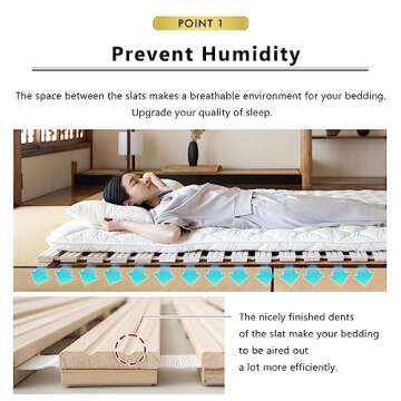 EMOOR Wood Roll-Type Slatted Bed Full (55.2x78.7in) for Japanese Floor Futon Mattress, Franco-ROLL, Unpainted Paulownia, Floor Sleep Bedding Guest Minimalist Tatami Mat Natural