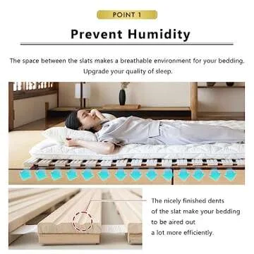 EMOOR Wood Roll-Type Slatted Bed Full (55.2x78.7in) for Japanese Floor Futon Mattress, Franco-ROLL, Unpainted Paulownia, Floor Sleep Bedding Guest Minimalist Tatami Mat Natural