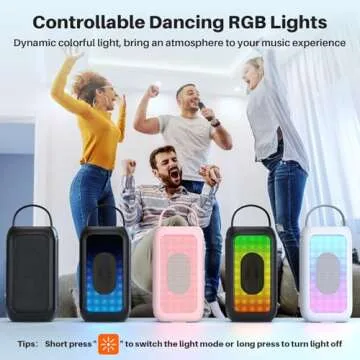 Bobtot Karaoke Machine for Adults, 40W Peak Portable Bluetooth Speaker with Wireless Microphone, Magic Sound, Echo, EQ Mode, Loud Stereo, Deep Bass, RGB, 16H Playtime, Supports AUX/USB/FM, Black