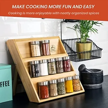 Pinnacle Cookery Bamboo Spice Rack - Eco-Friendly 3-Tier Organizer