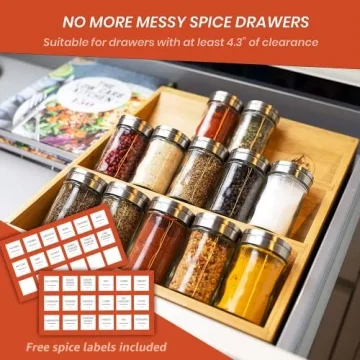 Pinnacle Cookery Bamboo Spice Rack - Eco-Friendly 3-Tier Organizer