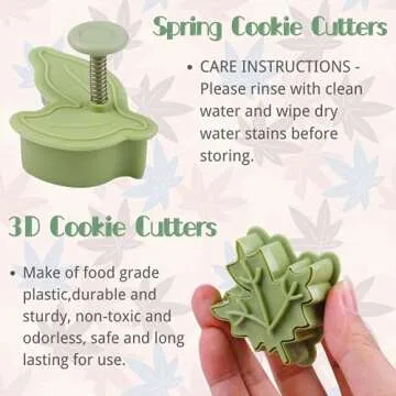Crethinkaty Thanksgiving&Christmas Plungers Fondant Cutters-Christmas Holly Leaves Maple Leaves Shapes Cookie Cutters Cake Decorations Mould Set Cookie Stamps for Christmas Spring Autumn.
