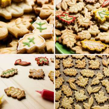 Crethinkaty Thanksgiving&Christmas Plungers Fondant Cutters-Christmas Holly Leaves Maple Leaves Shapes Cookie Cutters Cake Decorations Mould Set Cookie Stamps for Christmas Spring Autumn.