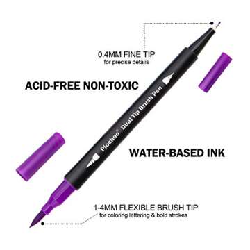 Dual Tip Brush Marker Pens for Art & Coloring