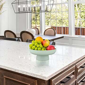 Awarmbe 10.4 Inch Fruit Bowl, Fruit Bowl For Kitchen Counter, Pedestal Fruit Bowl For Table Countertop, Decorative Fruit Bowls For Home, Green