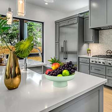 Awarmbe 10.4 Inch Fruit Bowl, Fruit Bowl For Kitchen Counter, Pedestal Fruit Bowl For Table Countertop, Decorative Fruit Bowls For Home, Green