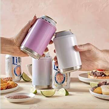 Maars Standard Can Cooler for Beer & Soda | Stainless Steel 12oz Beverage Sleeve, Double Wall Vacuum Insulated Drink Holder - Moonrock Glitter, 4 Pack