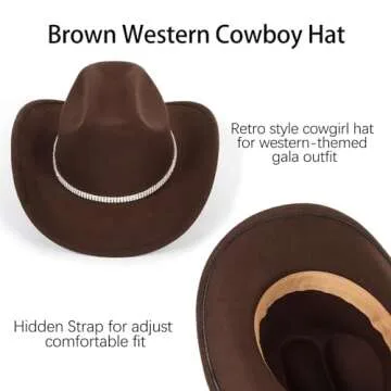 Western Cowboy Hat for Men Women Classic Fedora with Belt