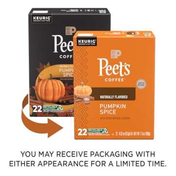 Peet's Coffee, Flavored Light Roast Keurig K-Cup Pods - Pumpkin Spice 22 Count (1 Box of 22 K-Cup Po...