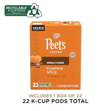 Peet's Coffee, Flavored Light Roast Keurig K-Cup Pods - Pumpkin Spice 22 Count (1 Box of 22 K-Cup Pods)
