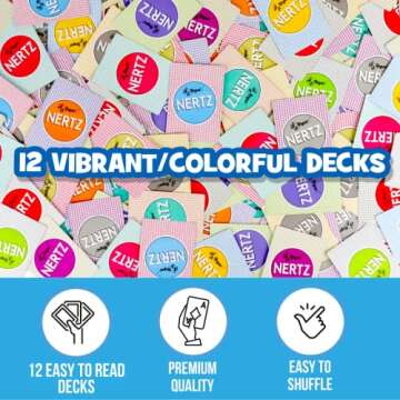 Regal Games Nertz Playing Cards 12 Pack - Decks of 12 Color Cards Wide-Size & Fun Playing Cards - De...