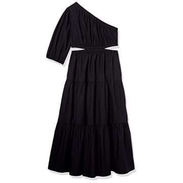 The Drop Women's April One Shoulder Cut-Out Tiered Midi Dress, Black, XL