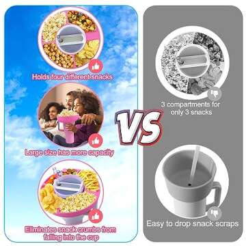 BABORUI Snack Bowl Compatible with Stanley 40 oz Tumbler, Reusable Silicone Snack Ring for Stanley Cup Accessories in Pink