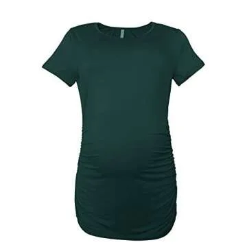 Smallshow Women's Maternity Shirt Side Ruched Tunic Pregnancy Top 3-Pack Black Light Grey Deep Green...