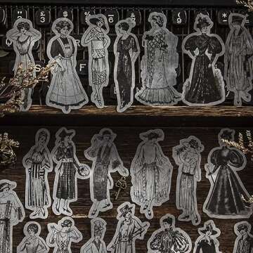 Alideco 100pcs Washi Stickers Set Vintage People Stickers for Journaling Scrapbooking Junk Journal Crafts Embelishment Decoration Diary Stickers