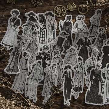 Alideco 100pcs Washi Stickers Set Vintage People Stickers for Journaling Scrapbooking Junk Journal Crafts Embelishment Decoration Diary Stickers