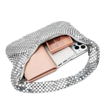 Afashor Womens Metallic Evening Bag Cute Hobo Handbag Fashion Shiny Moon-shaped Shoulder Purse Green