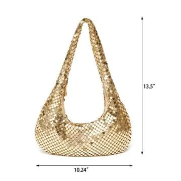 Afashor Womens Metallic Evening Bag Cute Hobo Handbag Fashion Shiny Moon-shaped Shoulder Purse Green