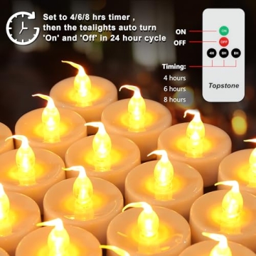 Topstone LED Tea Light Candles - Remote & Timer Included