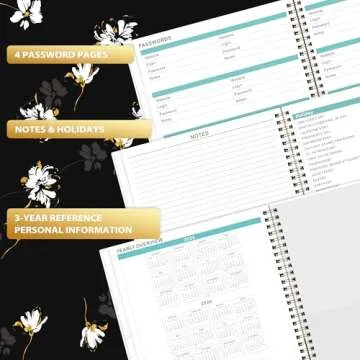 Elegant 2025 Monthly Planner with Floral Design and Tabs