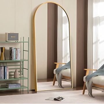 Gold Arched Full-Length Mirror Elegant Functional 71x32