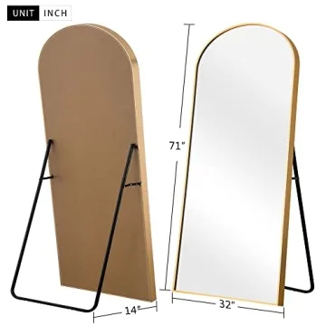 Gold Arched Full-Length Mirror Elegant Functional 71x32