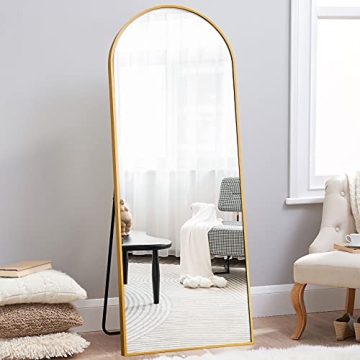 Gold Arched Full-Length Mirror Elegant Functional 71x32