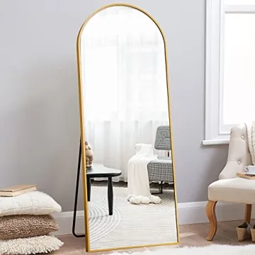 Gold Arched Full-Length Mirror Elegant Functional 71x32