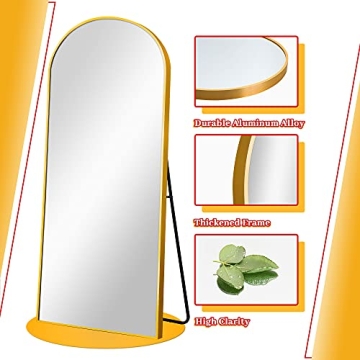 Gold Arched Full-Length Mirror Elegant Functional 71x32