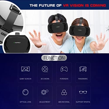 VR Headset Virtual Reality VR 3D Glasses VR Set 3D Virtual Reality Goggles,Adjustable VR Glasses Support 7.2 Inches [with Controller+Two Eye Masks]