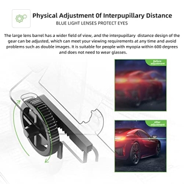 VR Headset Virtual Reality VR 3D Glasses VR Set 3D Virtual Reality Goggles,Adjustable VR Glasses Support 7.2 Inches [with Controller+Two Eye Masks]